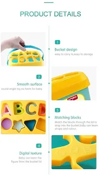 Baby First Blocks Activity Toys Sorter Baby and Toddler Toy ABCD Learning Shape Alphabets Storage Bucket Toys Sorting Game Developmental Educational Toy Children 16 Building Blocks-thumb3