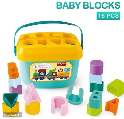 Baby and Toddler Plastic First Block Shape, Sorter, Colors, ABCD Shape, Toys for 1 Year Old-thumb0