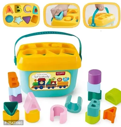 SquareCube Baby and Toddler Plastic First Block Shape, Sorter, Colors, ABCD Shape, Toys for 1 Year Old-thumb0