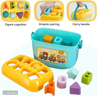New Latest Baby Plastic First's Block Shapes and Sorter, 16 Blocks, ABCD Blocks with Other Shapes, Toys for 6 Months to 2 Years Old Kids for Boys and Girls Educational Toys-thumb0