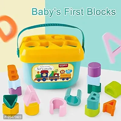 New Latest Baby Plastic First's Block Shapes and Sorter, 16 Blocks, ABCD Blocks with Other Shapes, Toys for 6 Months to 2 Years Old Kids for Boys and Girls Educational Toys-thumb2