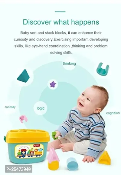 Baby Plastic First Block Shapes and Sorter, 16 Blocks, ABCD Blocks with Other Shapes, Toys for 6 Months to 4 Years Old for Boys and Girls ( Multicolor )