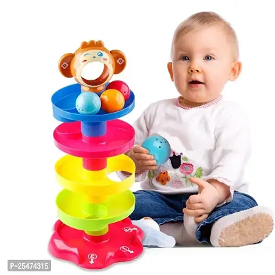 Ramp Roll Ball Tower for Toddlers | Ball Drop and Roll Swirling Tower | Educational Brain Development Activity  Learning Monkey Toys | Best Gift for Children(5 Layer). 1-5 Years Kids!-thumb0