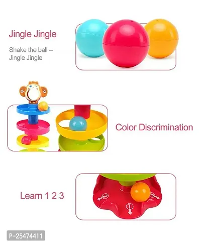 First Class Toys Animal Roll Ball Toy for Kids Above 1 Year. Fun Roll Ball Monkey Toy Drop Game. 5 Layered Stack Educational Toys for The Ball Drop and roll, spiralling Down.-thumb2