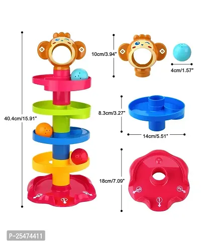 First Class Toys Animal Roll Ball Toy for Kids Above 1 Year. Fun Roll Ball Monkey Toy Drop Game. 5 Layered Stack Educational Toys for The Ball Drop and roll, spiralling Down.-thumb5