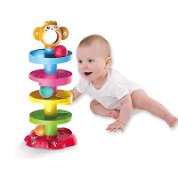 Monkey Roll Ball Drop Toy for Babies  Toddlers, Heavy Plastic 5 Layer Tower Run with Swirling Ramps and 3 Rattle Balls, Best for Early Education  Development - Multicolour-thumb4