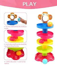 Monkey Roll Ball Drop Toy for Babies  Toddlers, Heavy Plastic 5 Layer Tower Run with Swirling Ramps and 3 Rattle Balls, Best for Early Education  Development - Multicolour-thumb3