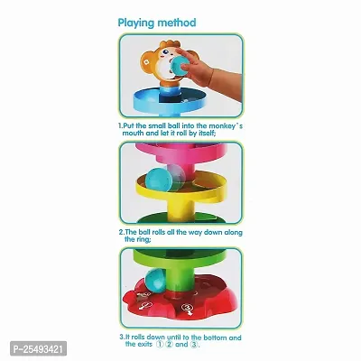 Plastic BabyToddler 5 Layer Roll Ball DropRoll Swirling Tower Shape Sorter Educational Monkey Toy for 1 2 3 Yrs (Multi Color) (Roll Ball), 1 Piece-thumb4