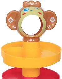 Plastic BabyToddler 5 Layer Roll Ball DropRoll Swirling Tower Shape Sorter Educational Monkey Toy for 1 2 3 Yrs (Multi Color) (Roll Ball), 1 Piece-thumb1