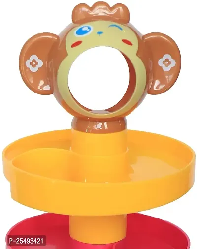Plastic BabyToddler 5 Layer Roll Ball DropRoll Swirling Tower Shape Sorter Educational Monkey Toy for 1 2 3 Yrs (Multi Color) (Roll Ball), 1 Piece-thumb2