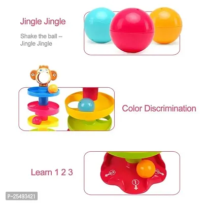 Plastic BabyToddler 5 Layer Roll Ball DropRoll Swirling Tower Shape Sorter Educational Monkey Toy for 1 2 3 Yrs (Multi Color) (Roll Ball), 1 Piece-thumb3