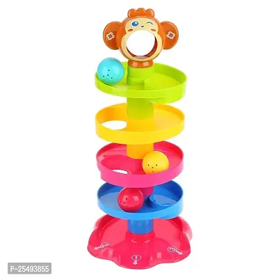 Monkey Ball Drop Toy For Babies And Toddlers, New 5 Layer Tower Run With Swirling Ramps And 3 Puzzle Rattle Balls, Best Educational Development Toy Set For Kids, Multi color-thumb0