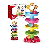 Monkey Ball Drop Toy For Babies And Toddlers, New 5 Layer Tower Run With Swirling Ramps And 3 Puzzle Rattle Balls, Best Educational Development Toy Set For Kids, Multi color-thumb2