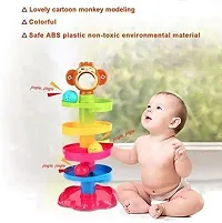 Monkey Ball Drop Toy For Babies And Toddlers, New 5 Layer Tower Run With Swirling Ramps And 3 Puzzle Rattle Balls, Best Educational Development Toy Set For Kids, Multi color-thumb2