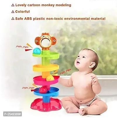 Monkey Ball Drop Toy For Babies And Toddlers, New 5 Layer Tower Run With Swirling Ramps And 3 Puzzle Rattle Balls, Best Educational Development Toy Set For Kids, Multi color-thumb3