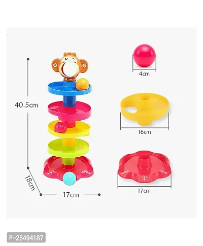 5 Layer Ball Drop and Roll Swirling Tower for Baby and Toddler Development Educational Toys | Stack, Drop and Go Ball Ramp Toy Set Includes 2 Spinning Acrylic Activity Balls-thumb2