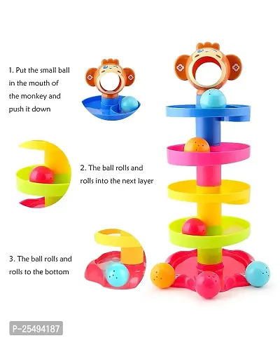 5 Layer Ball Drop and Roll Swirling Tower for Baby and Toddler Development Educational Toys | Stack, Drop and Go Ball Ramp Toy Set Includes 2 Spinning Acrylic Activity Balls-thumb3