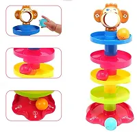Monkey Roll Ball Drop Toy for Babies  Toddlers, Heavy Plastic 5 Layer Tower Run with Swirling Ramps and 3 Rattle Balls, Best for Early Education  Development - Multicolour-thumb1