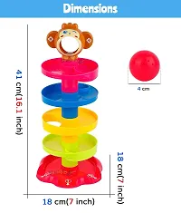 Monkey Roll Ball Drop Toy for Babies  Toddlers, Heavy Plastic 5 Layer Tower Run with Swirling Ramps and 3 Rattle Balls, Best for Early Education  Development - Multicolour-thumb2