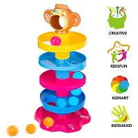 Monkey Roll Ball Drop Toy for Babies  Toddlers, Heavy Plastic 5 Layer Tower Run with Swirling Ramps and 3 Rattle Balls, Best for Early Education  Development - Multicolour-thumb4