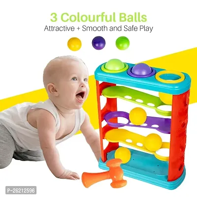 Hammer Knock Ball for Babies and Toddlers - Pound and See The Balls roll Down The ramps for Infants Multicolour-thumb2