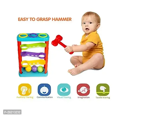 Non Toxic Hammer Knock Ball for Babies and Toddlers - Pound and See The Balls roll Down The ramps for Infants (Multicolour)-thumb3