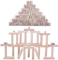 Wooden Blocks 51 Pcs 4 Dice Building Blocks Game Challenging Wooden Tumbling Tower, Wooden Stacking Toys with Dices Board Educational Puzzle Game for Adults and Kids (Wooden)-thumb2