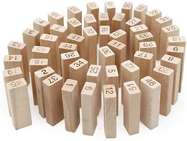 Wooden Blocks 51 Pcs 4 Dice Building Blocks Game Challenging Wooden Tumbling Tower, Wooden Stacking Toys with Dices Board Educational Puzzle Game for Adults and Kids (Wooden)-thumb3