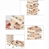 Wooden Blocks Board 48 Pcs 3 Dice Challenging Wooden Blocks Games for Adults and Kids,Tumbling Tower Stacking Toys Board Best Educational Puzzle-thumb2