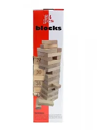 Wooden Blocks 54 Pcs Challenging Color Wooden Tumbling Tower, Toys with Dices Board Educational Puzzle Game-thumb2