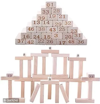 Wooden Blocks 54 Pcs Challenging Color Wooden Tumbling Tower, Toys with Dices Board Educational Puzzle Game-thumb3