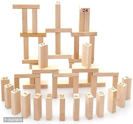 Wooden Block Stacking Game with 4 Dices, Challenging Maths Game for Adults and Kids (Wooden Zenga) Block Toys-thumb0