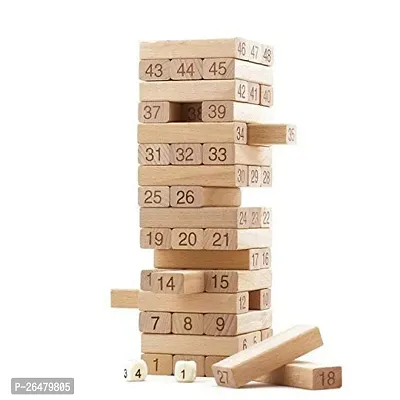 Wooden Tower Game | Wood Tumbling Blocks Set with 54 Pieces | Game Night Games for Kids, Adults and House Parties, Development Toys for Children-thumb0