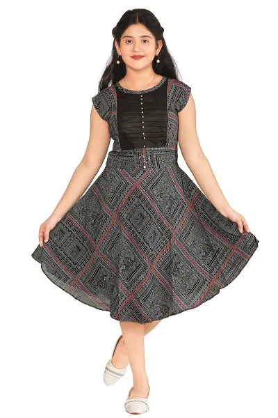 Fabulous Georgette Self Pattern A-Line Dress For Girls