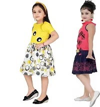 Stylish Multicoloured Crepe Frocks For Kids Girls, Pack Of 2-thumb1