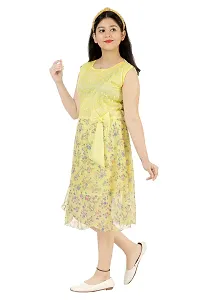 Elegant Georgette Yellow Printed Dress For Girls-thumb1