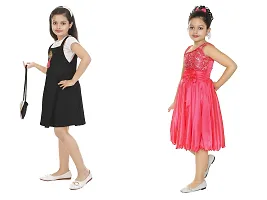 Pretty Crepe Self Pattern A-Line Dress Combo For Baby Girls And Kids Pack Of 2-thumb1