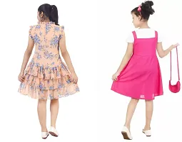 Pretty Crepe Self Pattern A-Line Dress Combo For Baby Girls And Kids Pack Of 2-thumb2