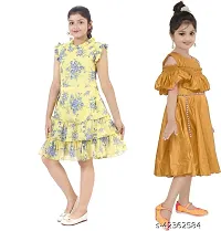 Pretty Crepe Self Pattern A-Line Dress Combo For Baby Girls And Kids Pack Of 2-thumb1