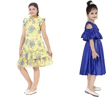 Pretty Crepe Self Pattern A-Line Dress Combo For Baby Girls And Kids Pack Of 2-thumb1