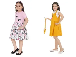 Stylish Multicoloured Crepe Frocks For Kids Girls, Pack Of 2-thumb1