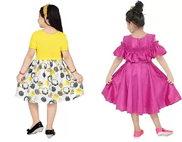 Stylish Multicoloured Crepe Frocks For Kids Girls, Pack Of 2-thumb2