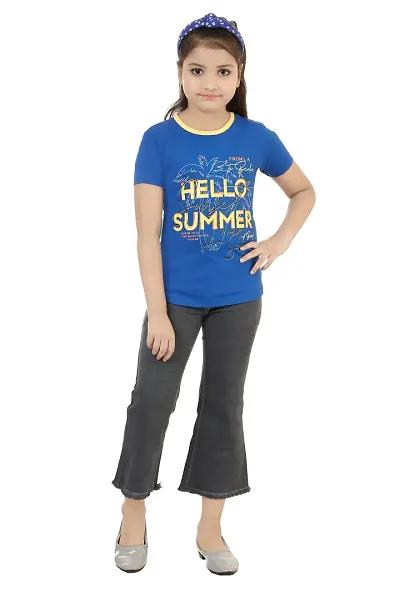 Stylish Demin Jeans With Hosiery T-Shirt For Girls