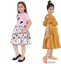 Stylish Multicoloured Crepe Frocks For Kids Girls, Pack Of 2-thumb1