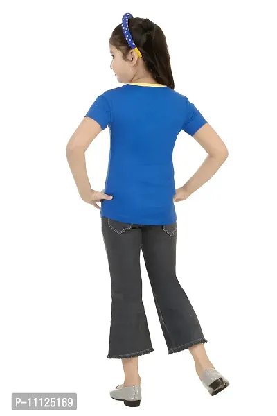 Stylish Demin Jeans With Hosiery Printed Royal Blue T-Shirt For Girls-thumb3