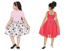 Stylish Multicoloured Crepe Frocks For Kids Girls, Pack Of 2-thumb2