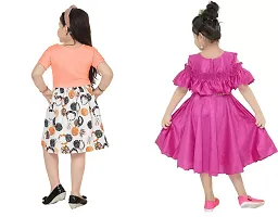 Stylish Multicoloured Crepe Frocks For Kids Girls, Pack Of 2-thumb2