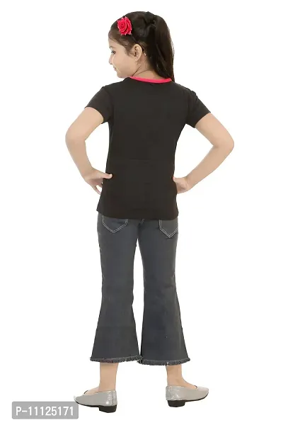 Stylish Demin Jeans With Hosiery Printed Black T-Shirt For Girls-thumb3