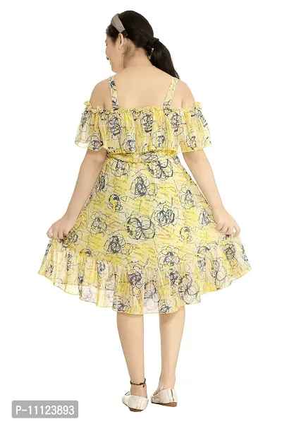 Elegant Georgette Yellow Printed Dress For Girls-thumb3