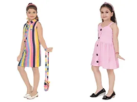 Stylish Multicoloured Crepe Self Pattern Bodycon Dress, Pack Of 2-thumb1